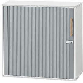 SCHÄFER SHOP Start Off Wood Querrollladenschrank, 2 Ordnerhöhen, B 80 x T 42 x H 78,8 cm - Hängemappenschrank, Aktenschrank (Lichtgrau)
