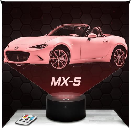 Lampephoto.fr - Lampe Mx-5 M Tuning 3D Nachtlicht Supercar | Made in France, Sockel wählbar, dimmbar, Batterie-/USB-Betrieb, HD-Lasergravur, Geschenk für Männer mit einem Sportwagen