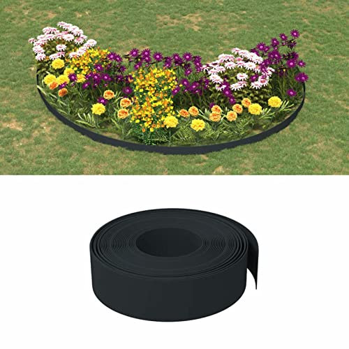 ZEYUAN Rasenkante Schwarz 10 m 15 cm Polyethylen, Beetumrandungen, Beeteinfassung, Grabumrandung, Zaun Garten, Beetabgrenzung, Beetzaun