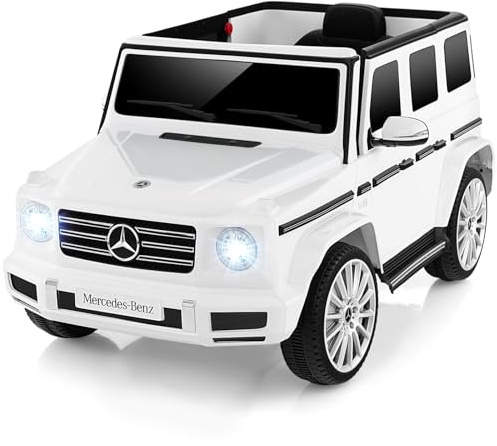 COSTWAY Mercedes-Benz G500 Auto Elettrica per Bambini, 12V Macchina Elettrica con Telecomando 3 Velocità Musica e Luci LED, Veicolo Elettrico per Bambini 3 Anni+ (Bianco)