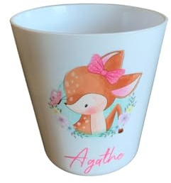Gobelet enfant personnalisé biche fleurie – 260 ml – Incassable – Prénom au choix – Spécial rentrée scolaire – Bébé Panda