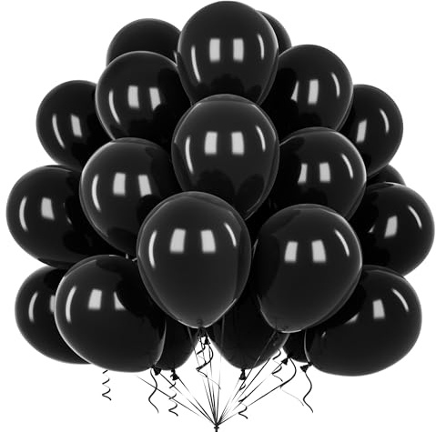 Teselife Ballons Noir, 50Pièces 12Pouces Mat Noir Latex Ballon Arche Guirlande Garçon Hommes Anniversaire Mariage Proposition Valentin Douche Nuptiale Diplôme Retraite Fiançailles Halloween Déco Fête