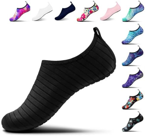 Steppli Water Shoes Pool Sea Surf Aqua Wet Socks Yoga Quick-Dry Breathable Weitsuit Non Slip Lightweight Shoes for Men Women Black EU38/39=UK4.5/5.5