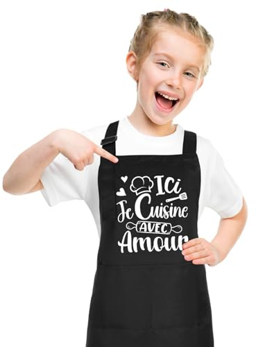 Halinuia Tablier Cuisine Enfant Imperméable, Réglable avec Poche, Tabliers Cuisine Jardin pour Garçon ou Fille