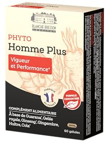 BLANCHE BRESSON - Phyto homme plus - Sexualité masculine active - Guarana, Ginseng, Gingembre, Caféine - 60 gélules - Cure de 30 jours - Fabriqué en France