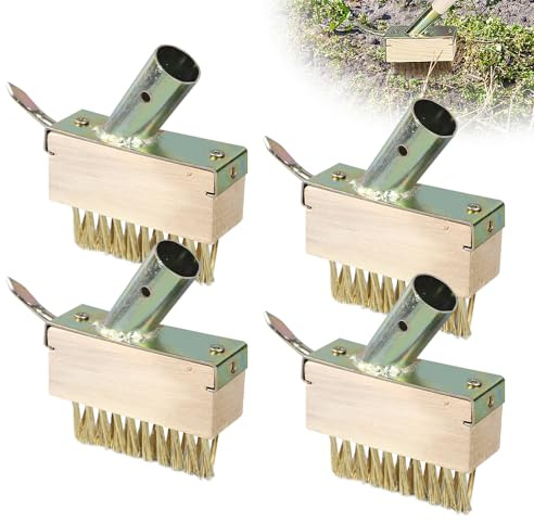 LYPPUL Unkraut Fugenbürste, 4 Stück Fugenbürste Unkraut, fugenbürstes Stahlbürste Mit Haken Stahlbürste Fugenkratzer, Unkrautbürste Gartenbesen zum Beseitigen von Gras Moos Platten Fugen Mauerkanten