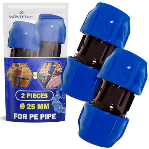 2x Raccordo Manicotto Ø 25 mm in Polipropilene PP per Tubo Polietilene PE | MONTERAL