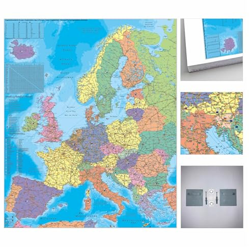 Europa Organisationskarte Politisch zum Pinnen auf EasyPrint - Platte mit Wandhalterung, 80x105cm: Wandkarte