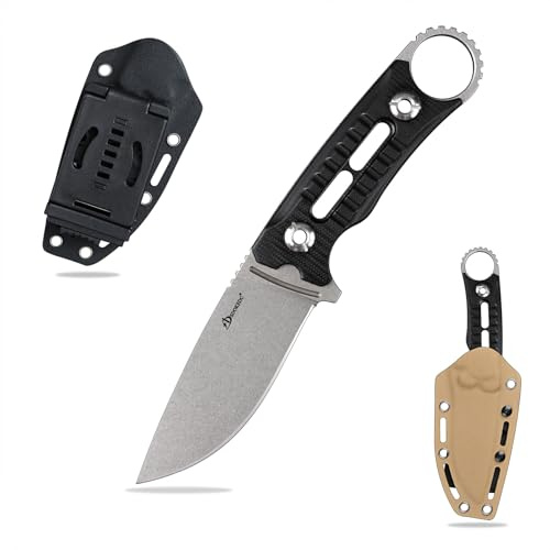 SDOKEDC DC53 Stahl messer Jagdmesser Feststehende Klinge G10 Griff mit Kydex Scheide für Männer EDC Outdoor Camping Survival (Weiß+Schwarz)