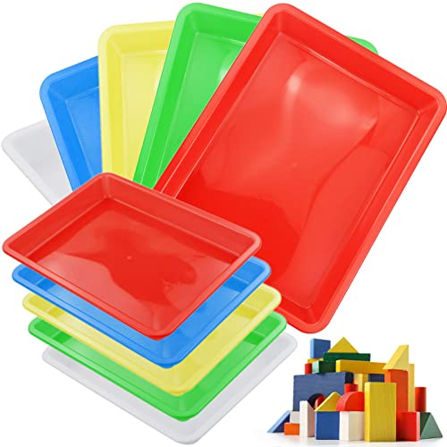 6 bandejas de plástico de plástico, multicolores, bandejas de actividades para manualidades, proyectos de bricolaje, pintura, actividades divertidas para el hogar (28 x 21 x 3 cm)