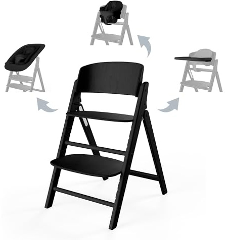 CYBEX Guld CLICK & FOLD Barnstol 4in1 Set, Växer med barnet, Från födseln upp till 99 år, Inkl. Guld Babysitter Nest, Baby Set och Bricka, Bokträ/Bomull/Plast, Stunning Black