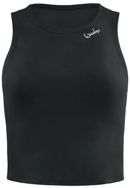 WINSHAPE Damen Functional Comfort Cropped Tanktop Aet136c Trägershirt Cami Shirt, Schwarz, M EU