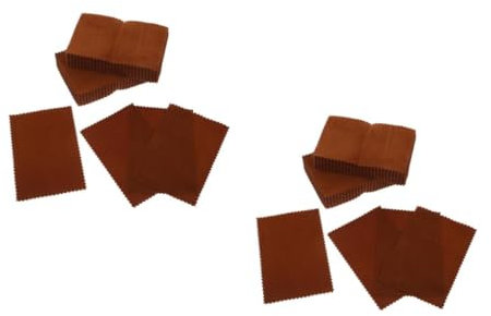 FRCOLOR 2 Sätze Schere Abwischen Friseurbedarf Brillenputztuch Reinigungsset Poliertuch Kommode Vorrichtungen Reiniger Für Silberschmuck Schermaschinen Trimmer Brown Stoff 50 Stück * 2