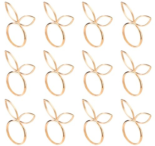 Tinoaly 12pz Portatovaglioli Coniglietto Pasquale, Orecchio di Coniglio Oro Portatovaglioli Pasquali Graziose Fibbie per Tovaglioli Decorazione della Tavola Primaverile per Feste Matrimoni Banchetti
