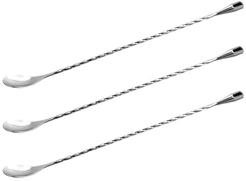 rieder 3X Cuchara Mezcladora de Acero Inoxidable de 12 Pulgadas, Cuchara de Coctelera de Barra de Espiral