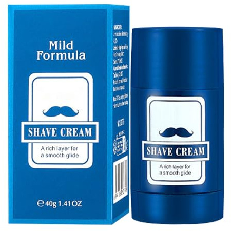 Shaving Cream für Herren, 40 g, feuchtigkeitsspendender Balm, 2 in 1 Smooth Shave Stick, Beard Grooming, Gesichtspflege, feuchtigkeitsspendende Formel und weiche Hautpflege