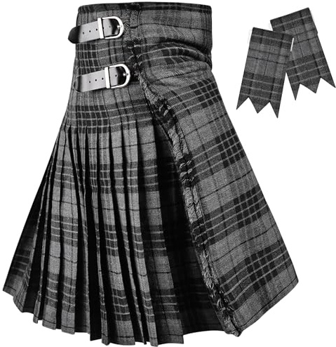 Kilt da uomo, tradizionale tartan scozzese, 5 yard (4,6 m), tessuto in lana acrilica premium da 16 once di alta qualità, 50-52