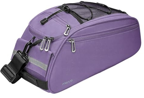 MOSISO Bolsa para Portabicicletas, Maletero Impermeable para Bicicleta, Bolsa para Asiento Trasero para Ciclismo Equipaje Sillín, Bolso de Hombro, Púrpura
