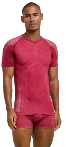 FALKE herr Baslager Ovandel Wool-Tech Light M S/s Ts ull funktionsmaterial snabbtorkande 1 del, Röd Ruby 8830, XXL