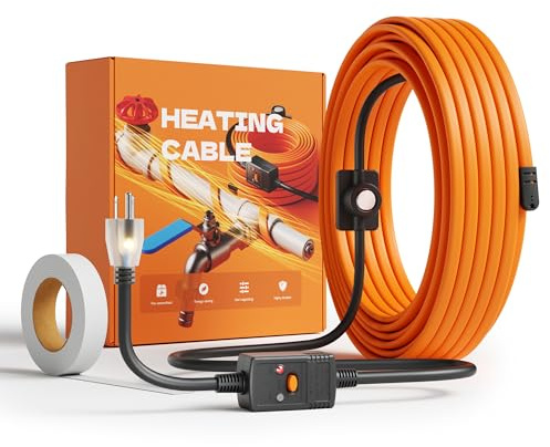SOTISI Heat Tape for Water Pipes with Thermostat, Orange, UL&ETL Listed 120V
