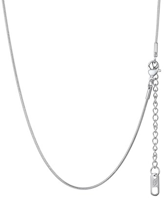 PROSTEEL Snake Chain Necklace with Sturdy Clasp Silver 1/1.2/1.5/2MM Thin Chain for Adding a Pendant Women Jewellery 316L Stainless Steel (With Gift Box)