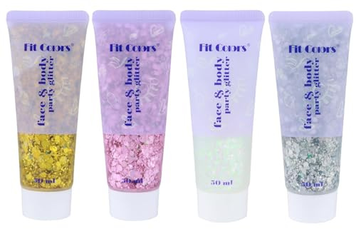 Körperglitzer Gel 4er Set, Chunky Mermaid Pailletten für Gesicht und Haare | Mermaid Sequins Körperglitzer Chunky Face Body Glitzer Gesichtsglitzer Glitzer für Gesicht Haare Nägel Make Up