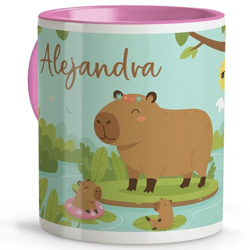 Tazas desayuno. Vasos plastico duro. Taza personalizada plastico infantil. Taza infantil sin BPA. Regalos cumpleaños niños colegio. Detalles cumpleaños niños. Regalo niña y niño. Capybara. Capibara