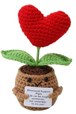 ARYIMYDP 1 Pieza Flor de Ganchillo en Forma de Corazón con Mensaje Positivo, Regalo Motivador para Mamá, Novia, Mujer, Cumpleaños, San Valentín, Día de la Madre, Decoración Hogar