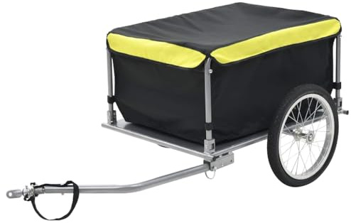 Ziaphsol Remolque de bicicleta gris azul acero con barra de tracción plegable, compartimento de carga extraíble, capota impermeable, reflectores, embrague para compras, camping, equipaje y transporte