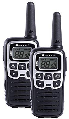 Midland XT50 PMR-Walkie Talkies, C1178, 2X leistungsstarke Funkgeräte für Kinder und Erwachsene, mit LCD-Display und Micro-USB-Ladebuchse