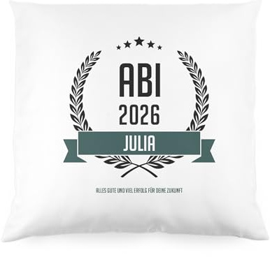 Herz & Heim® Kissen zum Abschluss oder Abi EIN Glückwunsch in Form eines Kuschelkissens mit Namen und Wunschtext Wunschtext