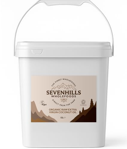 Sevenhills Wholefoods Aceite De Coco Virgen Extra Orgánico, Crudo, Prensado En Frío 10L, para usos culinarios, de salud y belleza
