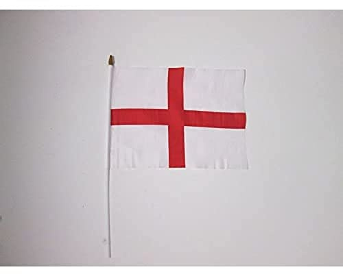 AZ FLAG Bandera de Inglaterra 45x30cm con Palo - Lote de 10 Bandera INGLÉSA - Cruz DE San Jorge 30 x 45 cm