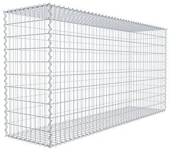 Fyrkantig Gabion/stenkorg, 5 cm x 10 cm nät, höjd 50 cm, spiralstängning, zinkförzinkad
