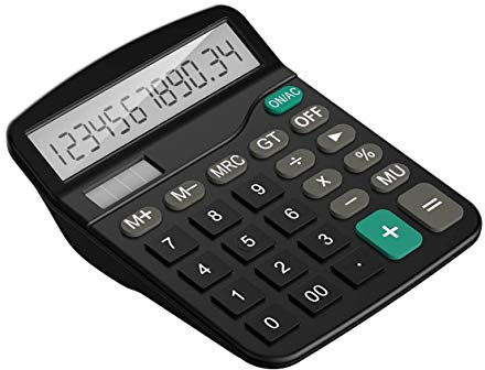 Desktop Calculator 12 Digits Large Display Electronic, Solar and Require AA Battery Dual Power