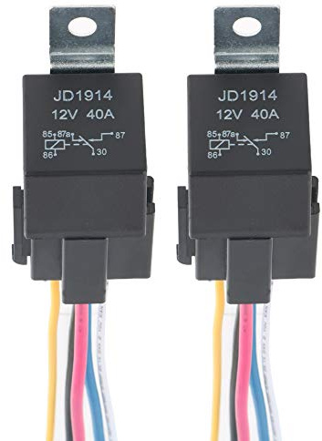 GTIWUNG 12V 40A Relé de Coche con Arnés de Enchufes, 5 Pin Terminal SPDT Auto Barco Carro Relais Relés, Automotive Relay 12V, Interruptor 5-Pin del Coche del Vehículo, Paquete de 2