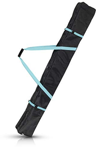 Navaris Skisack Skitasche versch. Größen - Tasche 1 Paar Ski mit 2 Stöcken - Skibag Skihülle - Robuste Skitasche für 1 Paar Ski in Schwarz Petrol