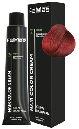FemMas Haarfarbe Dunkelblond Rot 6.6 I Creme Haarfarbe mit Arganöl, Keratin & Ceramiden I Als dauerhafte Haarfärbung oder Tönung für strahlende, haltbare Farbergebnisse I 100 ml