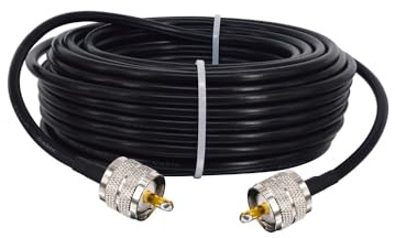 BOOBRIE RG58 - Cavo UHF PL259, adattatore UHF maschio a UHF, cavo antenna radio radio amatoriale, cavo coassiale a bassa perdita, cavo coassiale CB per radio satellitare, telecomunicazioni, CCTV 15 m