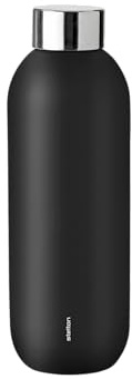 Stelton Thermosflasche Keep Cool - Thermo-Trinkflasche - Doppelwandige Isolierkanne - Moderner Design-Thermobecher für Wasser, heiße & kalte Getränke, Kaffee, Tee - 0,6 Liter, Schwarz