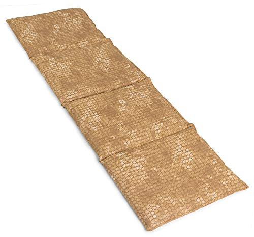 Saco térmico compartimentado en 4 con pepitas de uva 60x20cm - Almohada térmica para microondas - Calor y frío - Cojín térmico con semillas (Color: batik oro)