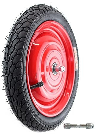 BISOMO Scheibenrad komplett, Felge 12,5 Zoll, Reifen & Schlauch Autoventil, Verstärkte Achse, Stahlfelge, fertig Montiert, Anhänger, DDR Handwagen, Laufrad + Bisomo Sticker