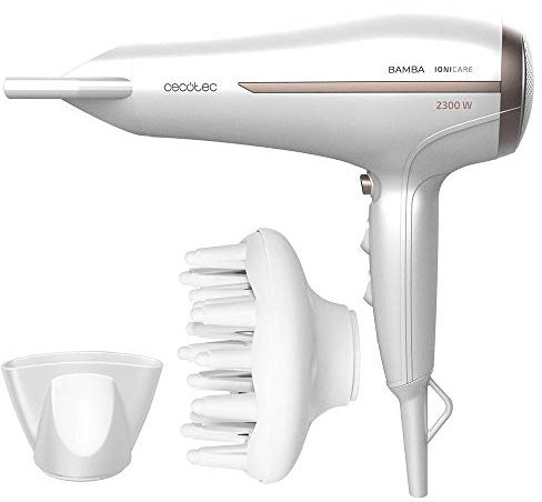 Cecotec Bamba IoniCare 5200 Aura - Secador de pelo Iónico (2300 W de potencia, con ion real y gran caudal, Función aire frío, 2 velocidades y 3 temperaturas)