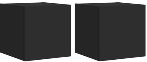 Helloshop26 Meubles TV muraux multimédia étagère télévision Buffet téléviseur Salle à Manger Salon Chambre avec lumières LED 2 pièces 30,5 x 35 x 30 cm Noir 02_0029096