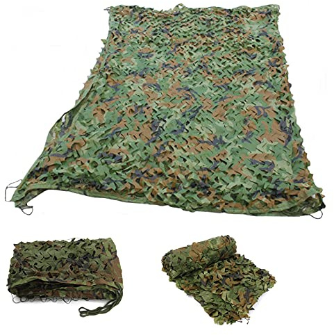 Red de camuflaje para bosque, 3 m x 3 m, tela Oxford ligera, duradera, red de camuflaje para camping, caza, tiro, protección solar