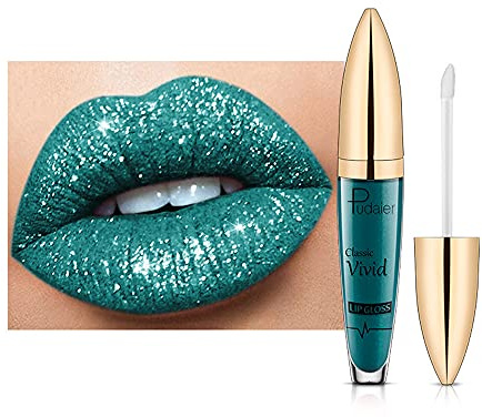 9 Farben Glitter Lippenstift, Metallic Sparkly Lipgloss, Diamonds Pearl Shimmer Lippenstift, langlebige wasserdichte Lipgloss Glasur für natürliche glatte, bequeme Lippen (#06)