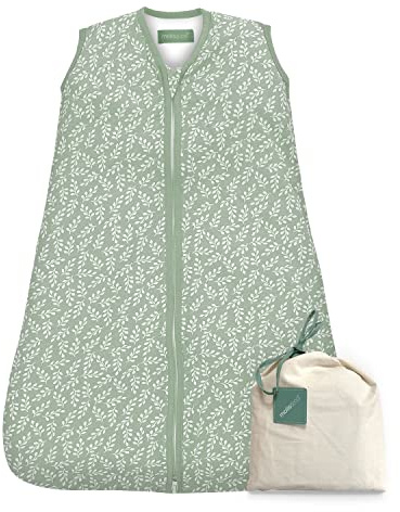molis&co – babysovsäck 2,5–95 cm (18–36 månader) – perfekt för vinter – 100 % bomull (Oeko-Tex 100) – vadderad, mjuk och varm – grön trädgård