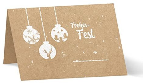 Partycards Tischkarten/Platzkarten aus Kraftpapier Motiv Frohes Fest 50