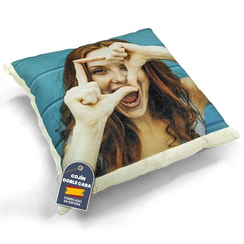 Cojín Personalizado con Foto y Texto. Cojin Lino. Cojines Personalizados con Foto. Almohada Personalizada. Regalos Originales Mujer y Hombre. Detalles Personalizados Parejas. Relleno a elegir. 1 CARA.