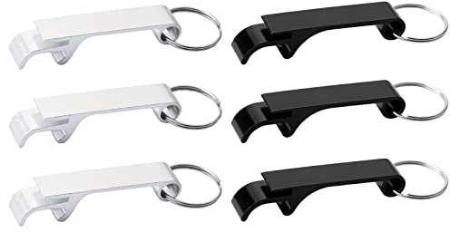 6Pcs Keyring Bottle Openers for Can Beer Opener Keychain, Mini Bottle Opener for Bars, Party Present Supplies, Black and Silver